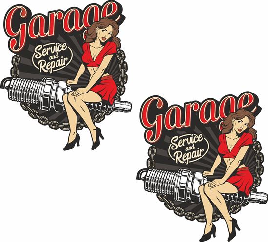 Picture of Vintage Garage Service & Repair Decals / Stickers