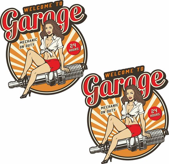 Picture of Vintage Garage Service & Repair Decals / Stickers