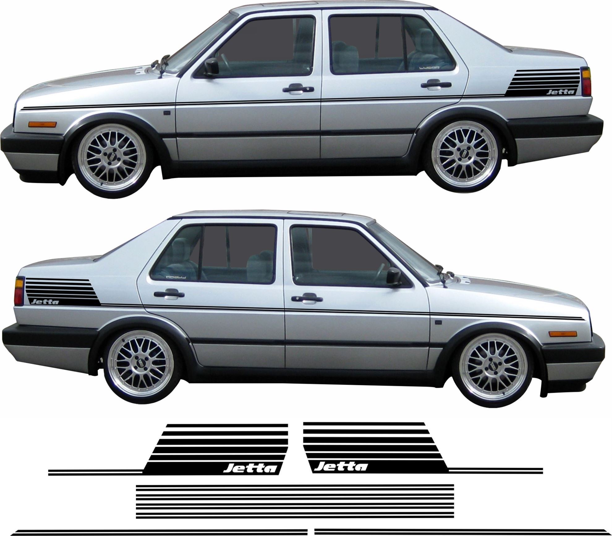 Zen Graphics VW Jetta MK2 Double side and rear quarter Stickers / Stripes