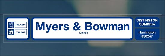 Picture of Mayers & Bowman- Cumbria Dealer rear glass Sticker