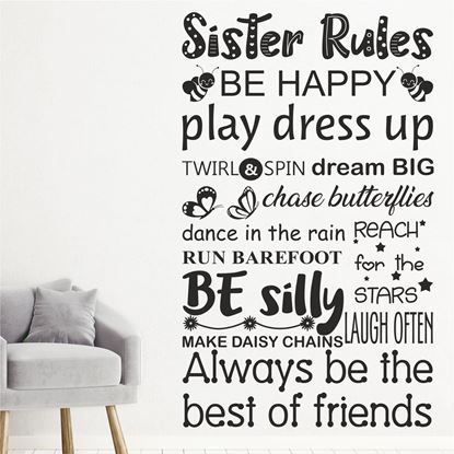 Picture of "Sister Rules..." Wall Art sticker