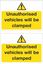 Picture of Unauthorised vehicles will be clamped Decals / Stickers