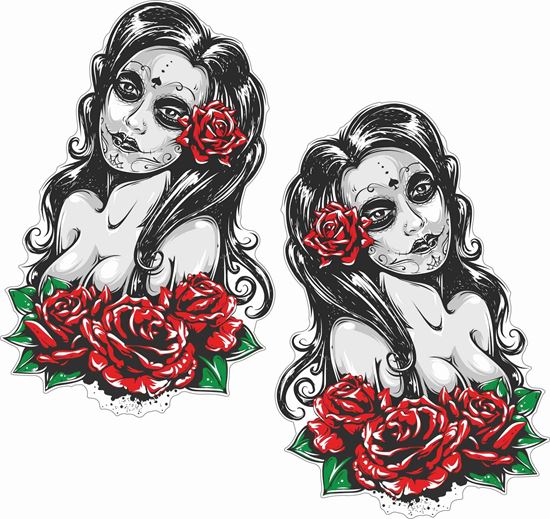 Picture of Woman Tattoo Roses Decals / Stickers