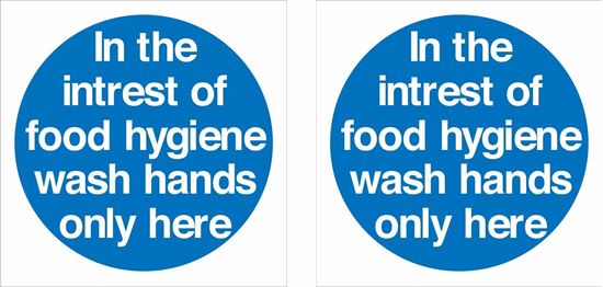 Picture of In the interest of food hygiene wash hands here Decals / Stickers