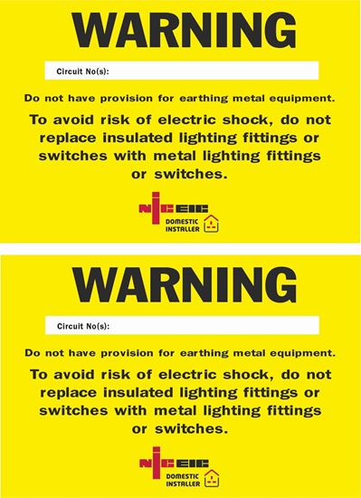 Picture of Missing Circuit Protective Conductor Warning Labels / Stickers