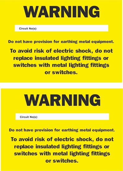 Picture of Missing Circuit Protective Conductor Warning Labels / Stickers