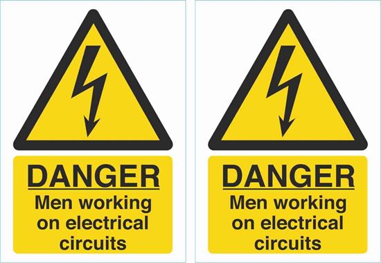 Picture of Danger men working on electrical circuits Decals / Stickers