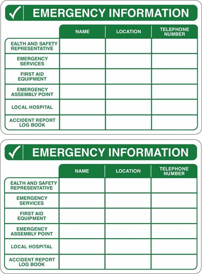 Picture of Emergency Information Decals / Stickers