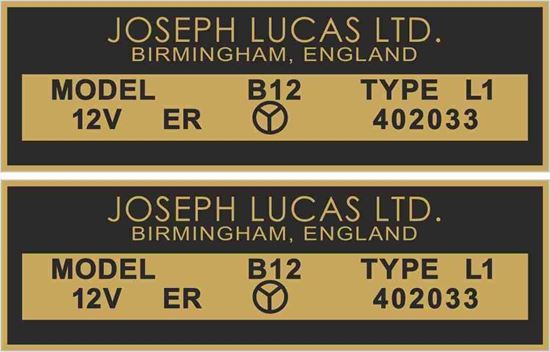 Picture of Lucas replacement Joseph Lucas 12V, B12 Decals / Stickers