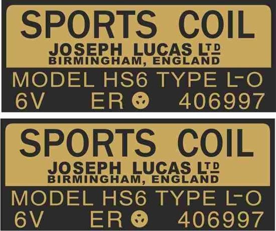 Picture of Lucas replacement Joseph Lucas 6V Sports Coil Decals / Stickers