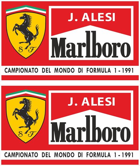 Picture of Jean Alesi Marlbroro Ferrari 1991 Formula 1 Team Decals / Stickers