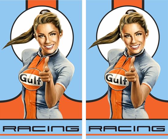 Picture of Gulf Racing Girl Decals / Stickers