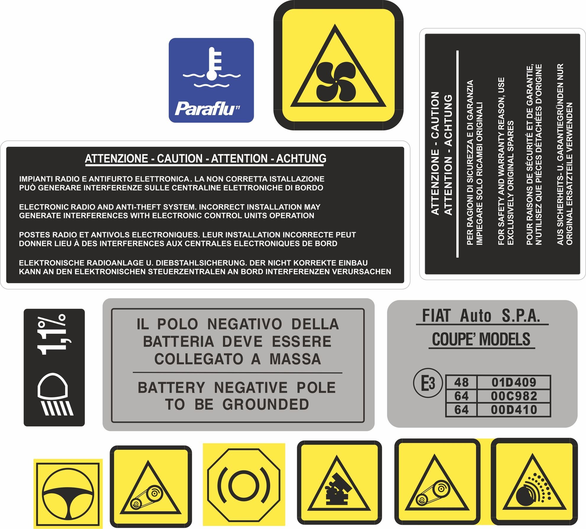 Zen Graphics - Fiat Coupe 20V / 20VT / LE / Plus Engine Bay Stickers ...