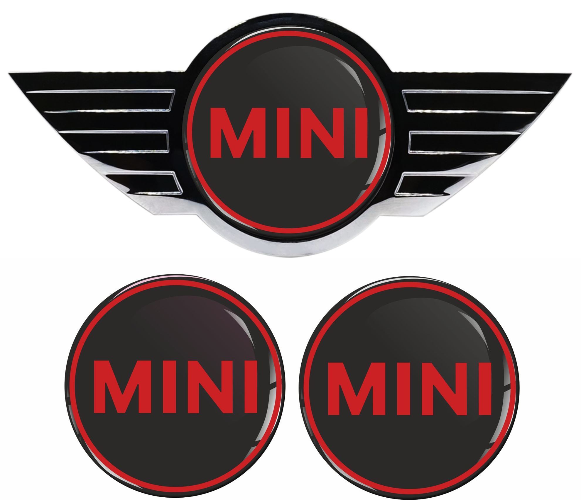 Zen Graphics - MINI R55 R56 R57 rear and Bonnet Badge Gel overlays