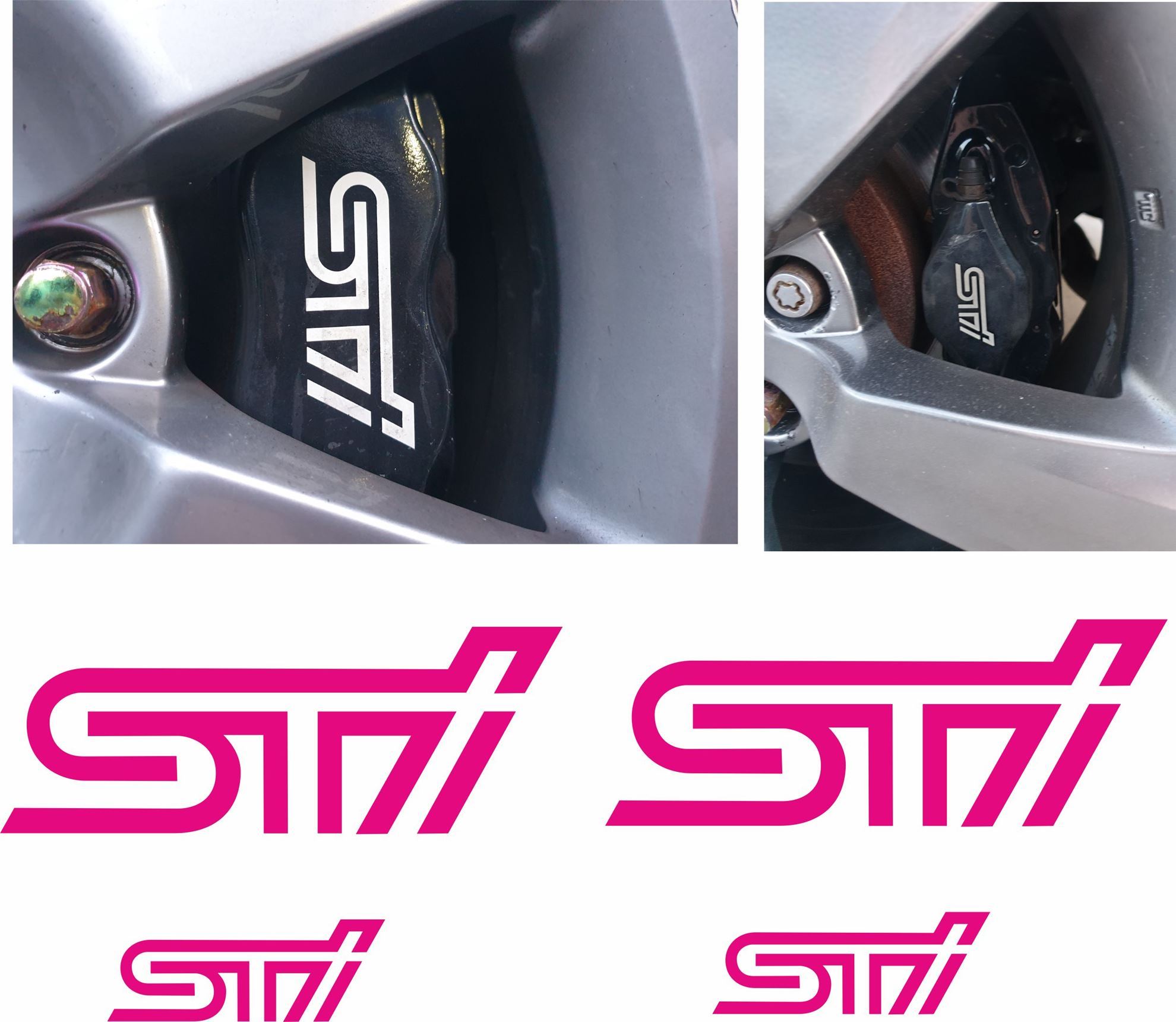 Zen Graphics STI Brake Caliper Decals / Stickers PINK