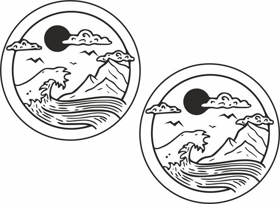 Picture of Sea Wave, Mountain and Sky Decals  / Stickers