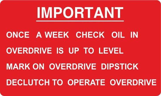 Picture of Land Rover Defender Series 1 / 2 / 2a / 3 Fairey Brake Overdrive Information Decal / Sticker