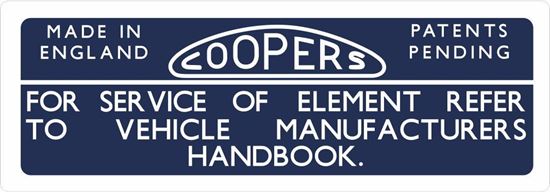 Picture of Mini  Cooper / Cooper S Twin Carb Air Filter Decal / Sticker