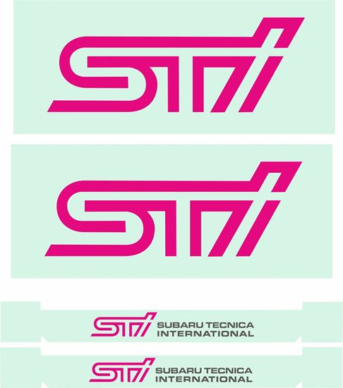 Picture of Impreza STi Fogs & Doors Decals  / Stickers Pink & Anthracite