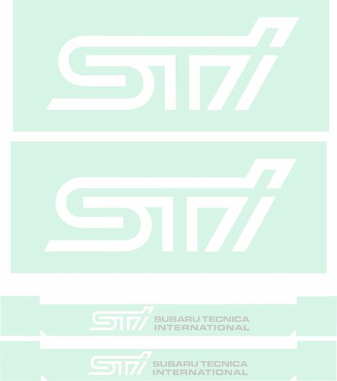 Picture of Impreza STi Fogs & Doors Decals  / Stickers White & Silver