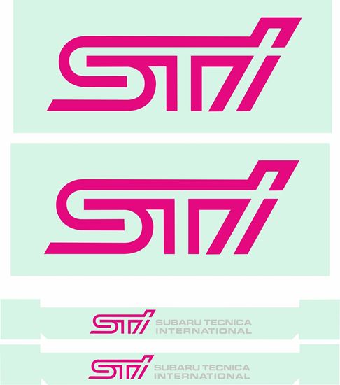 Picture of Impreza STi Fogs & Doors Decals  / Stickers Pink & Silver