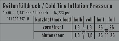 Picture of MK1 Golf GTI  1975-1983 Tyre Pressure replacement Decal / Sticker