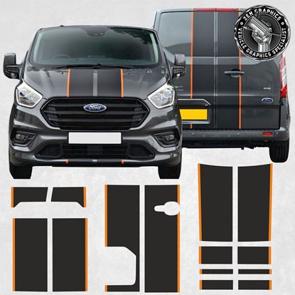 Picture of Transit Custom Barn Doors (H1) 2018 - 2023  Bonnet ,Bumper & Barn Door Stripes / Stickers