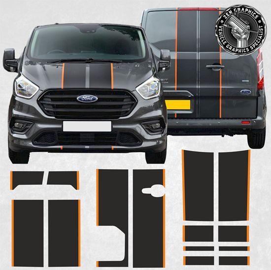 Picture of Transit Custom (H1) 2018 - 2023  Bonnet ,Bumper & Barn Door Stripes / Stickers