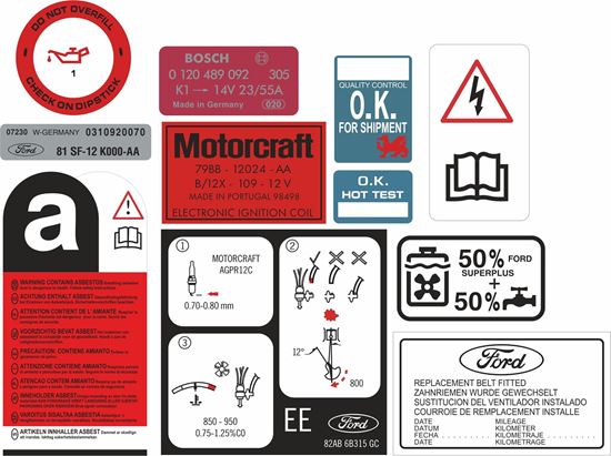 Picture of Ford Escort MK3 XR3i engine bay Decals / Stickers