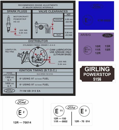 Picture of Ford Escort MK1 1300 / 1600 G.T. Engine Bay Decals / Sticker