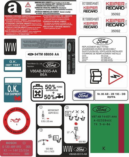 Picture of Ford Escort MK4 Series 2 RS Turbo engine bay Decals / Stickers