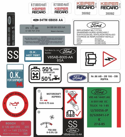 Picture of Ford Escort MK3 Series 1 RS Turbo engine bay Decals / Stickers