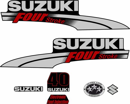 Picture of Suzuki DF40 40hp Four Stroke - 2003 - 2009 outboard engine  Decals  / Stickers