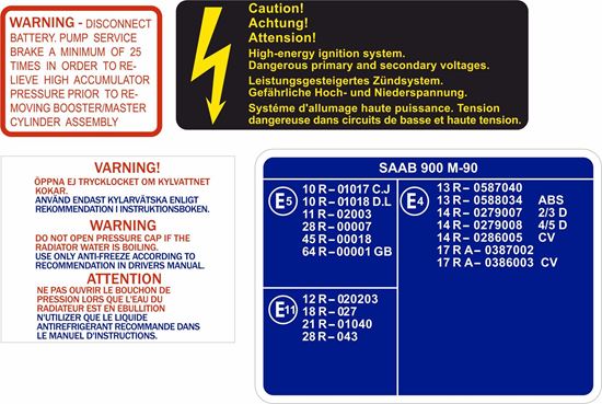 Picture of SAAB 900 replacement Engine Bay Decals / Stickers