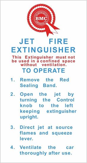 Picture of Mini Cooper S Mk1 ST Works Fire Extinguisher replacement engine Bay Decal / Sticker
