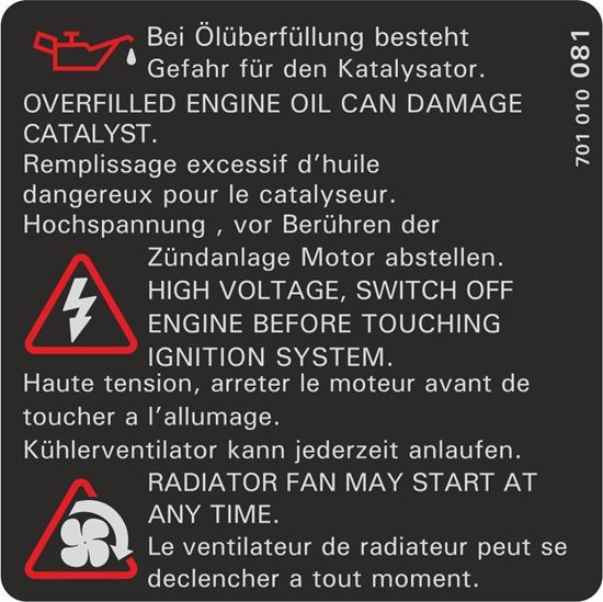 Picture of Audi Caution replacement under Bonnet Decal / Sticker