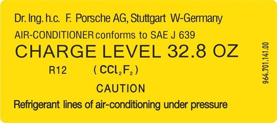 Picture of 964 Air Conditioning Charge Level replacement Decal / Sticker
