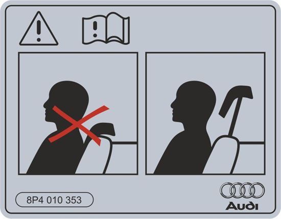 Picture of Audi Warning Headrest replacement Decal / Sticker