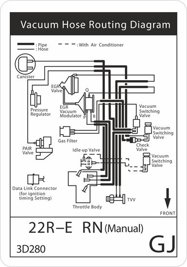 Picture of Pickup 1994 22RE replacement Vacuum Hose Information Decal / Sticker