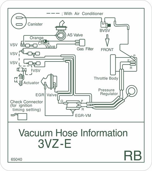 Picture of Early 90's 3VZE Pickup /4Runner / T100 replacement Vacuum Hose Information Decal / Sticker