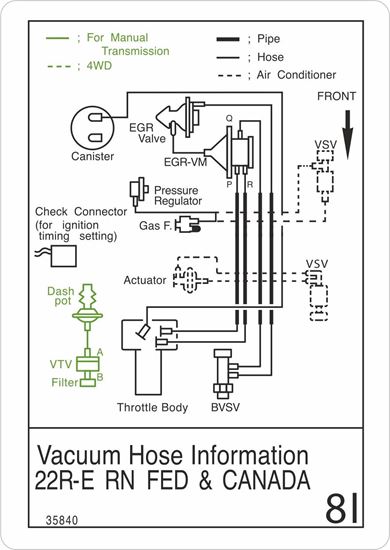 Picture of Pickup 1987 22RE replacement Vacuum Hose Information Decal / Sticker