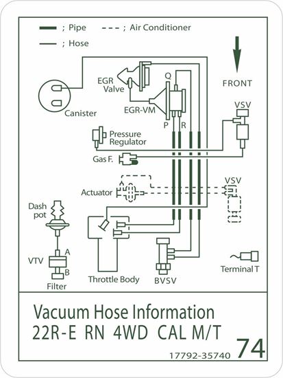 Picture of Pickup 1986 22RE 4WD replacement Vacuum Hose Information Decal / Sticker