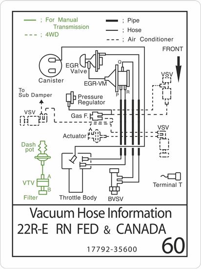 Picture of Pickup 1985 22RE replacement Vacuum Hose Information Decal / Sticker