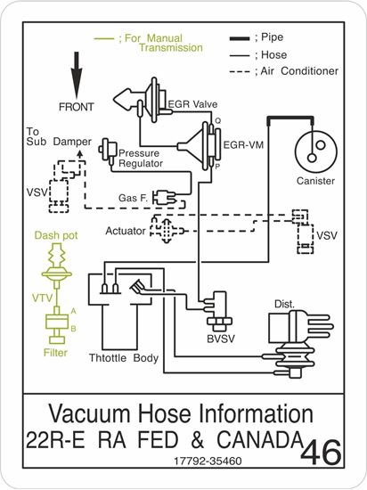 Picture of Pickup 1983 - 85 22RE replacement Vacuum Hose Information Decal / Sticker