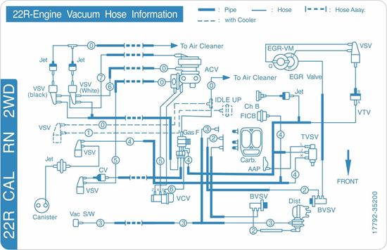 Picture of Pickup 1982 22R 4WD replacement Vacuum Hose Information Decal / Sticker