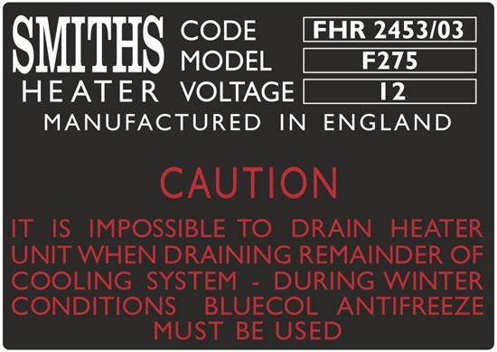 Picture of MGB Smiths Heater Box & Fan Motor Decal / Sticker