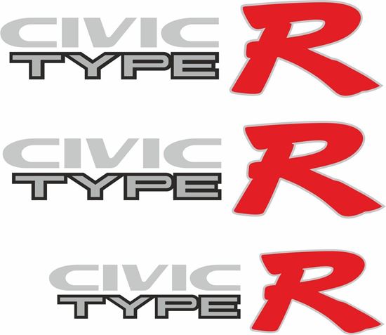 Picture of Honda Civic EK9 Type R side and rear Decals / Stickers for Dark paint