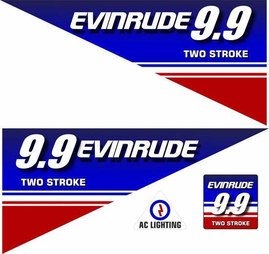 Picture of Evinrude 9.9HP Two Stroke White Cowling outboard engine Decals  / Stickers