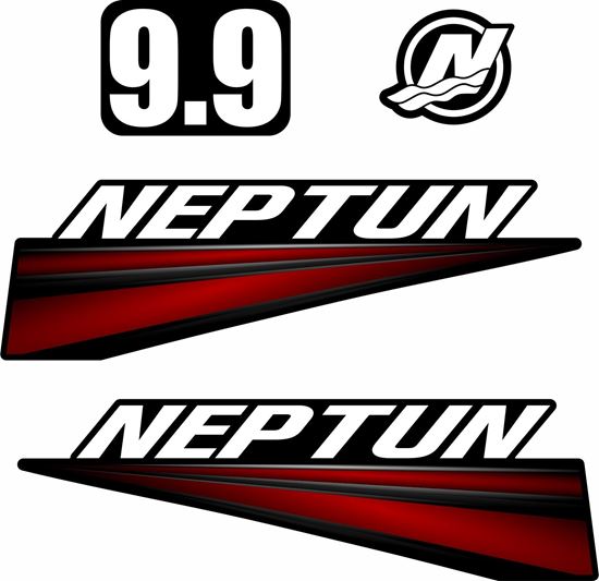 Picture of Neptun 9.9  Black Cowling outboard engine Decals  / Stickers