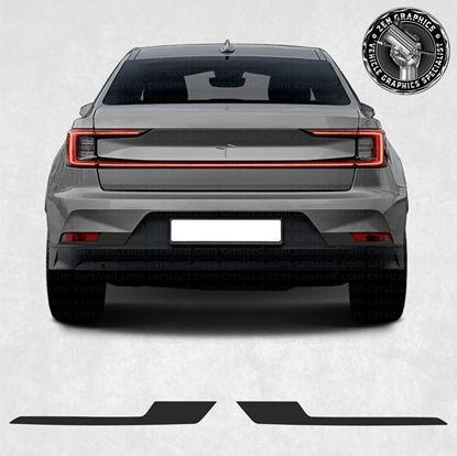 Picture of rear lower fog light De Chrome to fit Polestar 2 model pre cut Vinyl overlays